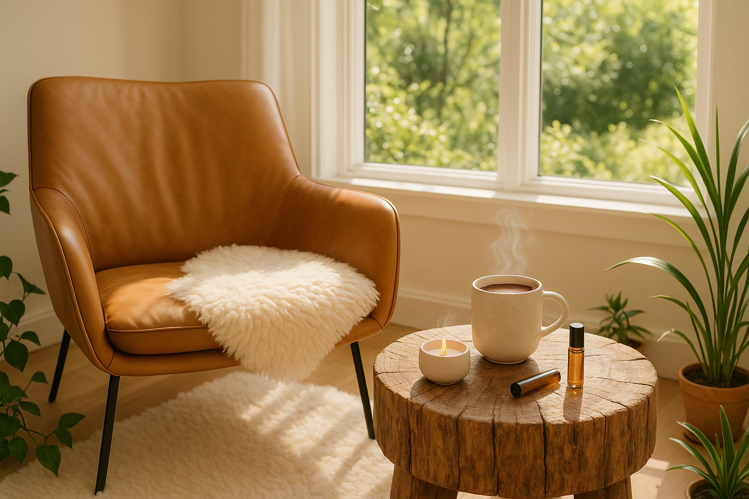 Make it lighter.  Not so dingy.  Add a big window looking out to a natural garden.  Add steam or something so the hot chocolate looks richer and warmer 